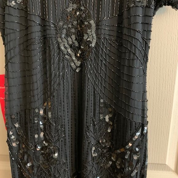 Stenay Beaded Vintage Black Silk Dress Size 8 V-Neck Back Zip NWT - Picture 9 of 9